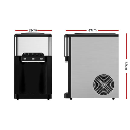 Devanti 20kg 3 in 1 Ice Maker Machine Cold and Hot Water Dispenser 3L Silver