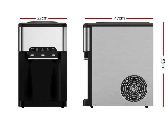 Devanti 20kg 3 in 1 Ice Maker Machine Cold and Hot Water Dispenser 3L Silver