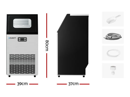 Devanti Commercial Ice Maker Machine 45kg Ice Cube Tray Bar Stainless Steel
