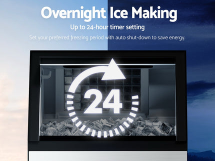Devanti Commercial Ice Maker Machine 45kg Ice Cube Tray Bar Stainless Steel