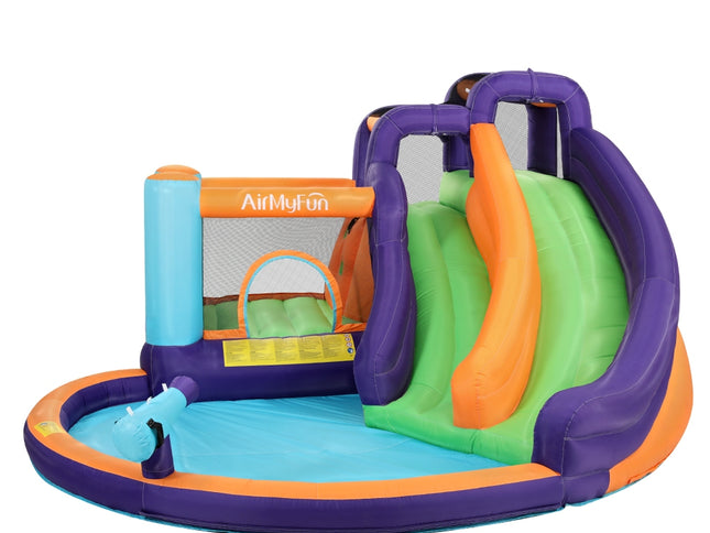 AirMyFun Inflatable Water Slide Kids Jumping Trampoline Castle Double Slide