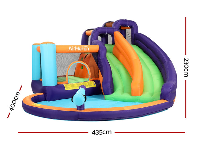 AirMyFun Inflatable Water Slide Kids Jumping Trampoline Castle Double Slide