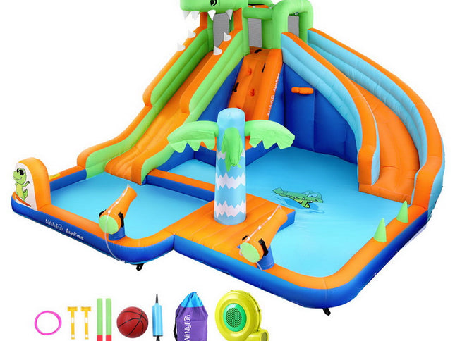 AirMyFun Kids Inflatable Pool Water Double Slide Park Jumping Castle 465X430CM