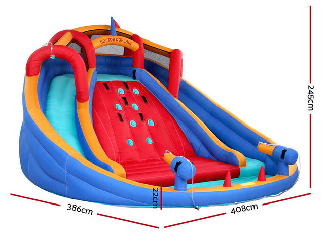 Kids Inflatable Pool Water Slide Cannon Splash Park Toss Game 408X386CM