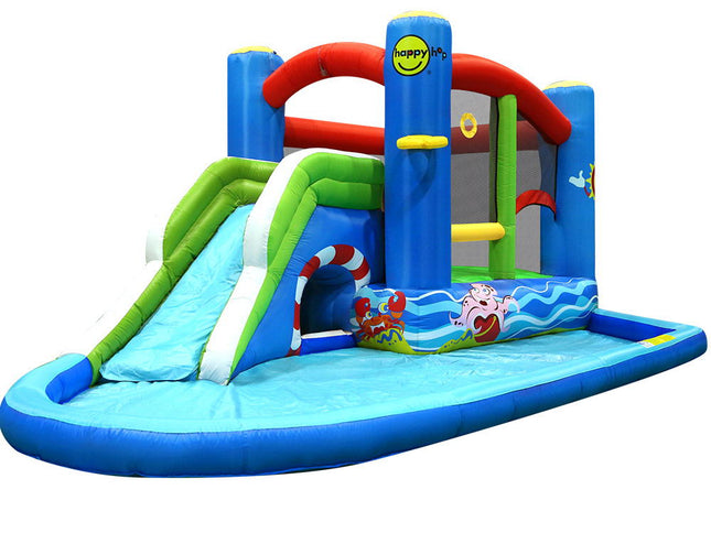 Happy Hop Inflatable Water Slide Jumping Trampoline Castle Bouncer Toy Splash