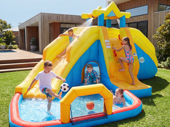 Keezi Inflatable Kids Pool Water Slide Splash Castle Football 622cmx542cm