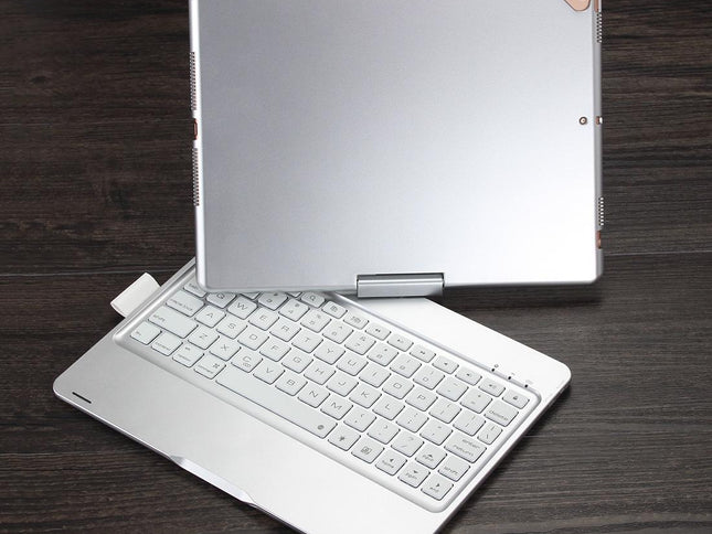 Rotatable Bluetooth Keyboard Leather Case For Ipad 10.2 With Backlit Pen Slot - Silver-1915196596543426562
