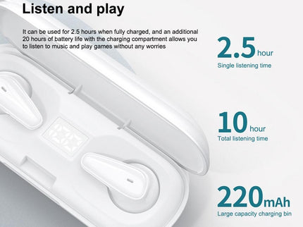 Waterproof Bluetooth 5.0 Earphones With Charging Box - White Deer Series-1915197480841121796