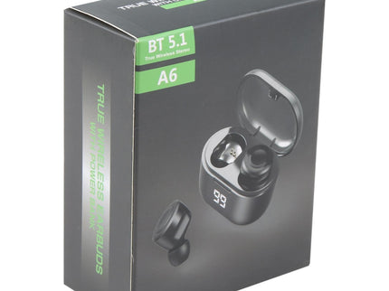 Black A6 True Wireless Earbuds + Charging Box-1915196698003640326