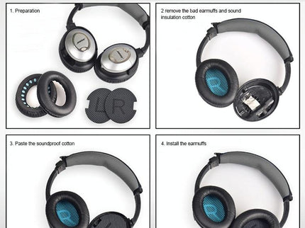 Soft Earmuff Headphone Jacket For Bose Qc2 / Qc15 / Ae2 / Qc25 - 1 Pair-1915198003396874245