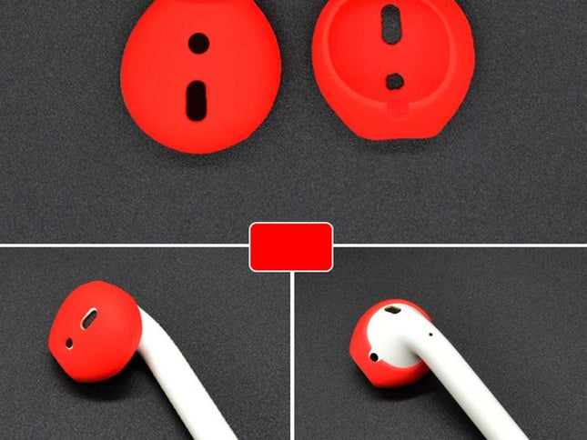 2-Pack Silicone Ear Caps For Apple Airpods / Earpods - Red-1915196591682228225