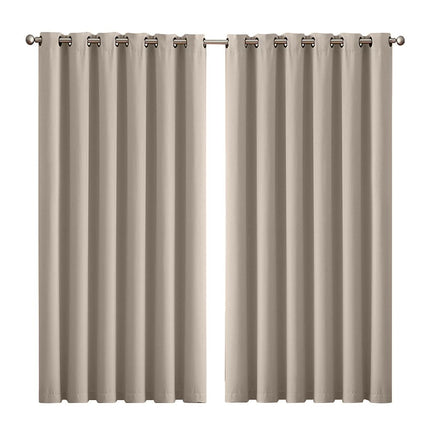 2x Blockout Curtains Panels 3 Layers Beige-1954802972160561152