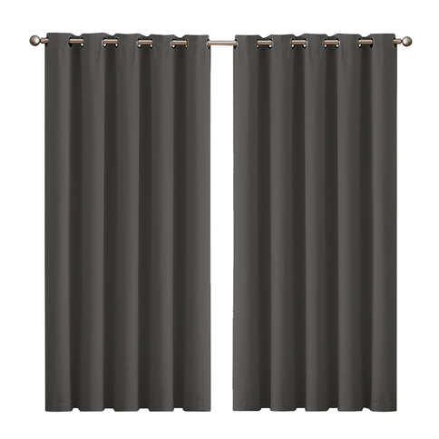 2x Blockout Curtains Panels 3 Layers Charcoal-1910113270585495552