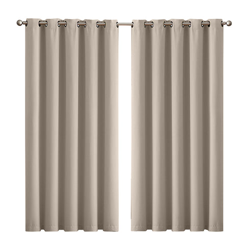 2x Blockout Curtains Panels 3 Layers Beige-1910113270048624640
