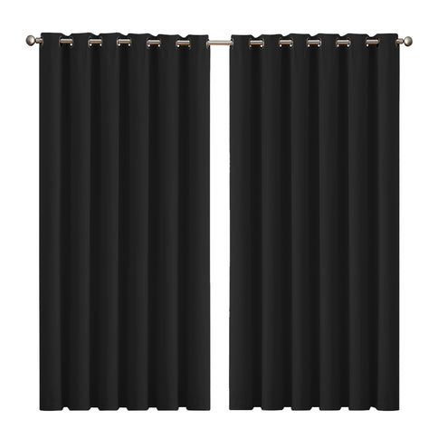 2x Blockout Curtains Panels 3 Layers Black-1910113272577789952
