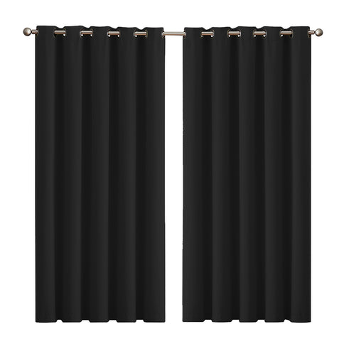 2x Blockout Curtains Panels 3 Layers Black-1910113270224785408