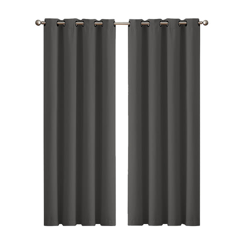 2x Blockout Curtains Panels 3 Layers Charcoal-1910113266101784576