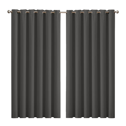 2x Blockout Curtains Panels 3 Layers Charcoal-1975420490784837632