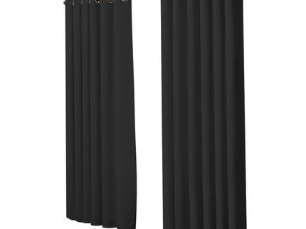 2x Blockout Curtains Panels 3 Layers Black-1910113272577789953