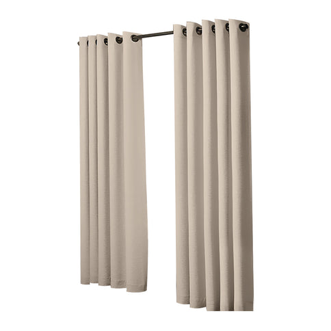 2x Blockout Curtains Panels 3 Layers Beige-1910113270048624641