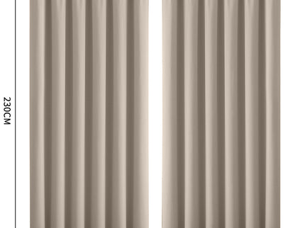 2x Blockout Curtains Panels 3 Layers Beige-1910113272368074754
