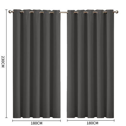 2x Blockout Curtains Panels 3 Layers Charcoal-1910113270585495554