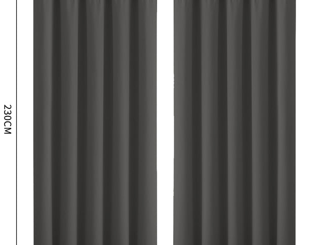 2x Blockout Curtains Panels 3 Layers Charcoal-1942353382178164738