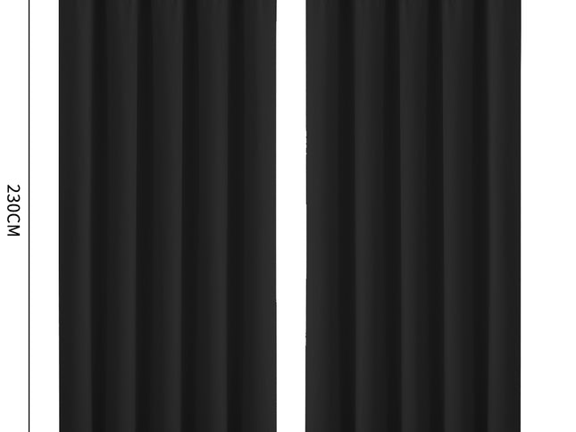 2x Blockout Curtains Panels 3 Layers Black-1942353381817454594