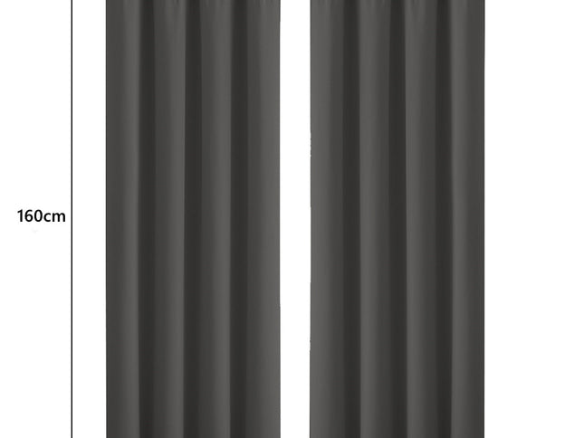 2x Blockout Curtains Panels 3 Layers Charcoal-1942353377551847426