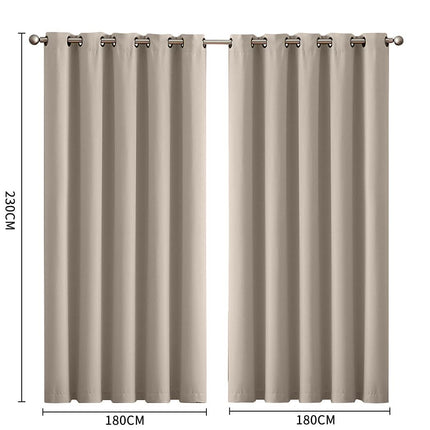 2x Blockout Curtains Panels 3 Layers Beige-1954802971330088962