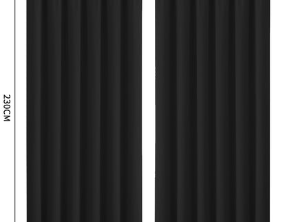 2x Blockout Curtains Panels 3 Layers Black-1910113272577789954