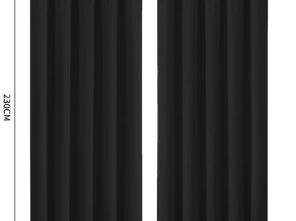 2x Blockout Curtains Panels 3 Layers Black-1910113270224785410