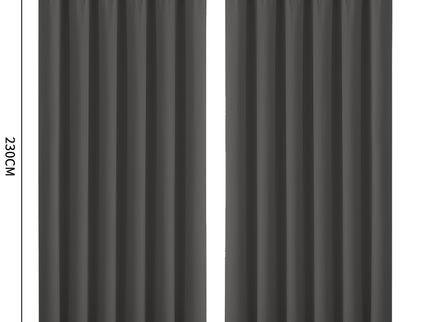 2x Blockout Curtains Panels 3 Layers Charcoal-1942353384132710402