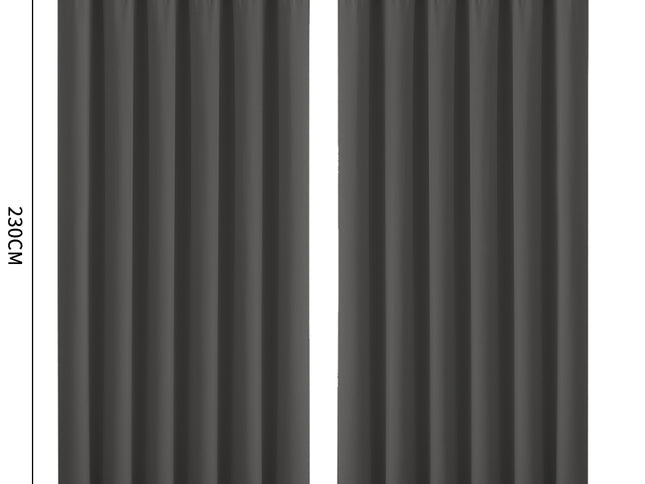 2x Blockout Curtains Panels 3 Layers Charcoal-1942353384132710402