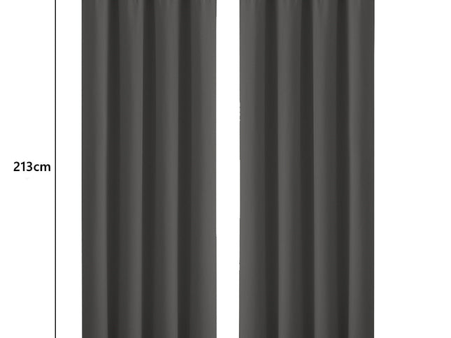 2x Blockout Curtains Panels 3 Layers Charcoal CD1003-132X213-GR-1942353378436845570