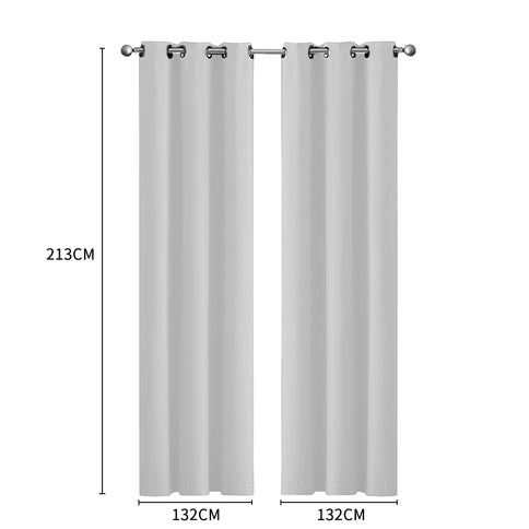 2x Blockout Curtains Panels 3 Layers Grey-1910113267234246658