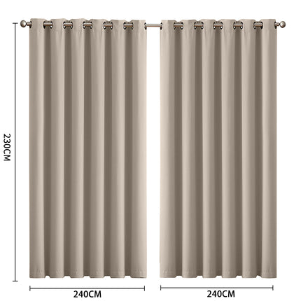 2x Blockout Curtains Panels 3 Layers Beige-1973194064174125058