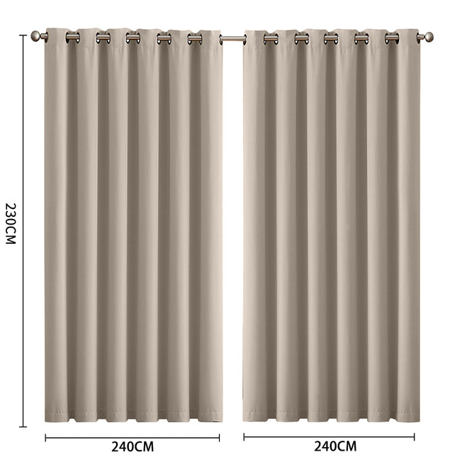 2x Blockout Curtains Panels 3 Layers Beige-1973194064174125058