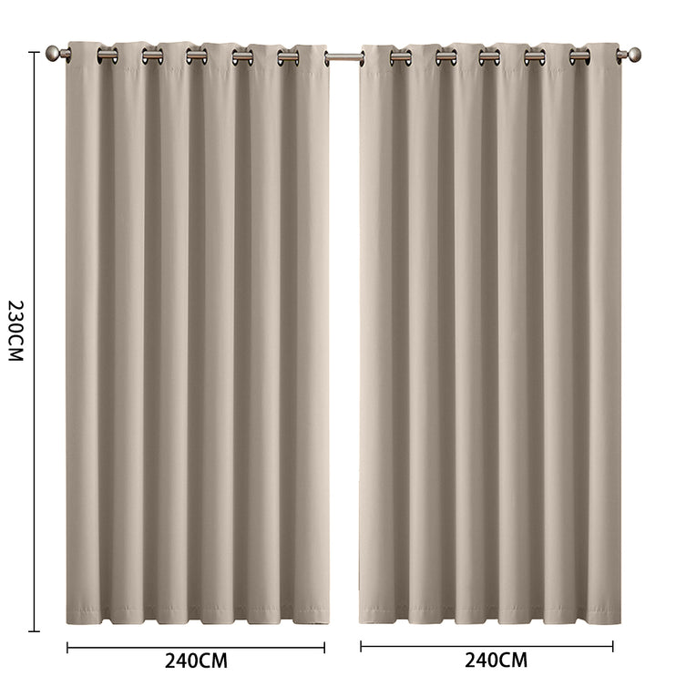 2x Blockout Curtains Panels 3 Layers Beige-1973194064174125058