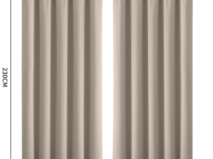 2x Blockout Curtains Panels 3 Layers Beige-1910113270048624642