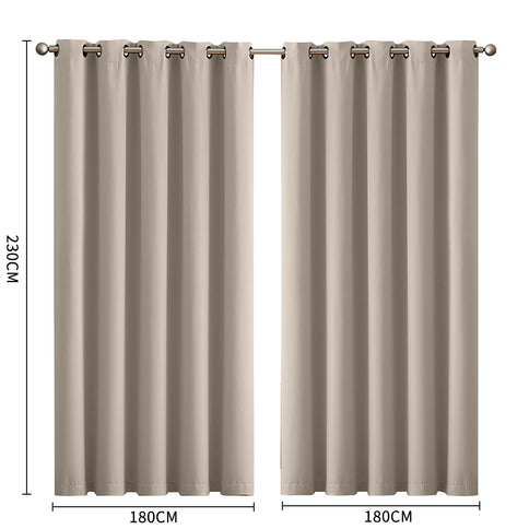 2x Blockout Curtains Panels 3 Layers Beige-1910113270048624642
