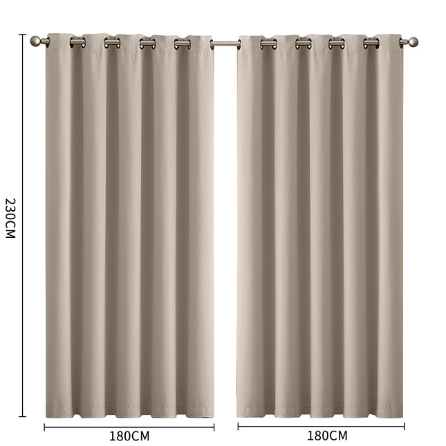 2x Blockout Curtains Panels 3 Layers Beige-1973194063431733250