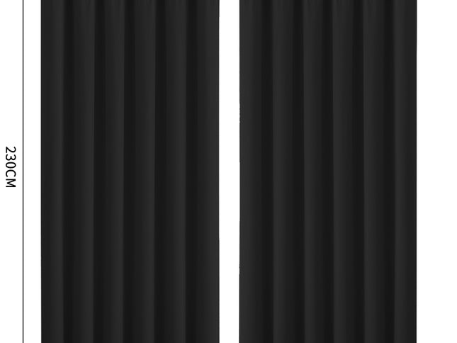 2x Blockout Curtains Panels 3 Layers Black-1975420490608676866
