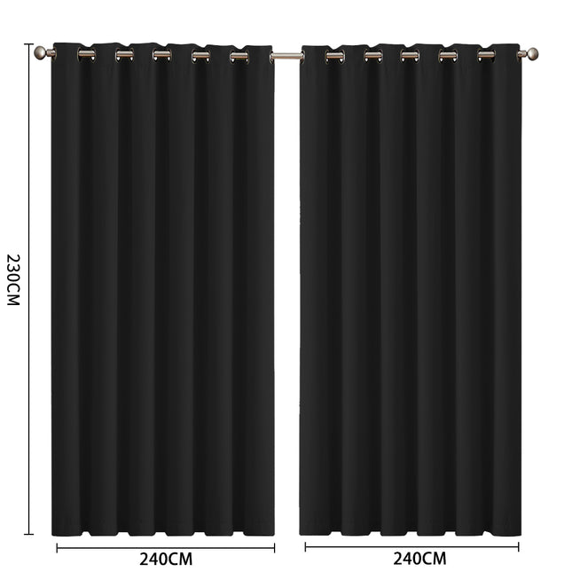 2x Blockout Curtains Panels 3 Layers Black-1975420490608676866