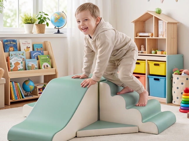 Keezi Kids Climbing Blocks 4-Piece Foam Toddler Playset Soft Indoor Climbing Toy Rocker