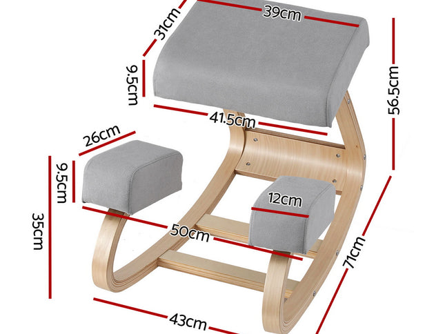 Artiss Kneeling Chair Ergonomic Posture Chair with Memory Foam Balance Stool for Home Office Gaming 120kg Weight Capacity Gray