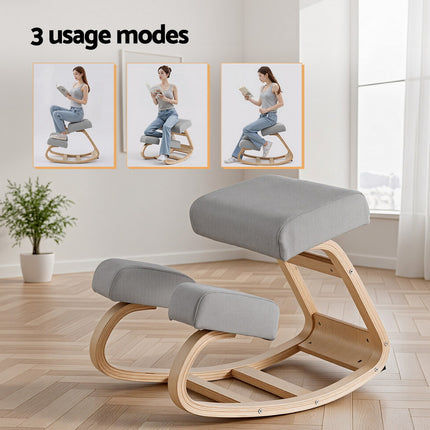 Artiss Kneeling Chair Ergonomic Posture Chair with Memory Foam Balance Stool for Home Office Gaming 120kg Weight Capacity Gray