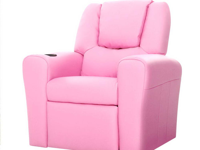 Keezi Kids Recliner Chair PU Leather Sofa Lounge Couch Children Armchair Pink