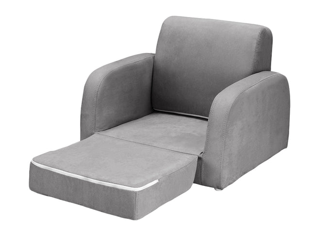 Keezi Kids Sofa 1 Seater Children Flip Open Couch Lounger Armchair Soft Grey