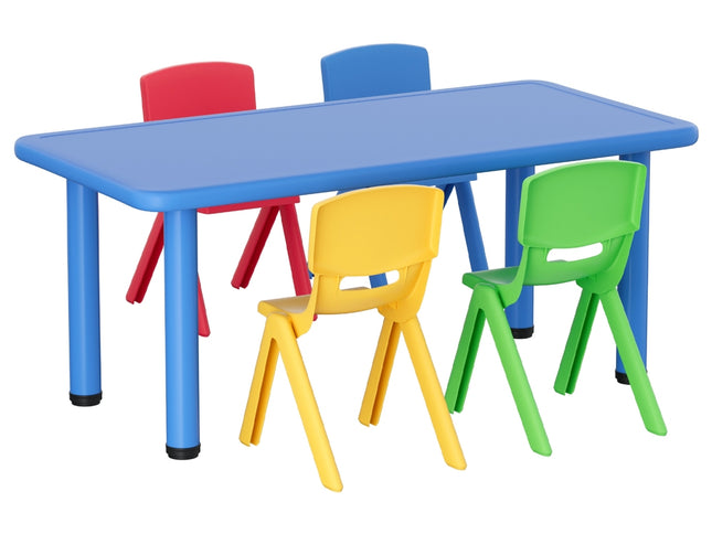 Keezi 5PCS Kids Table and Chairs Set Children Study Desk Furniture Plastic 4 Chairs